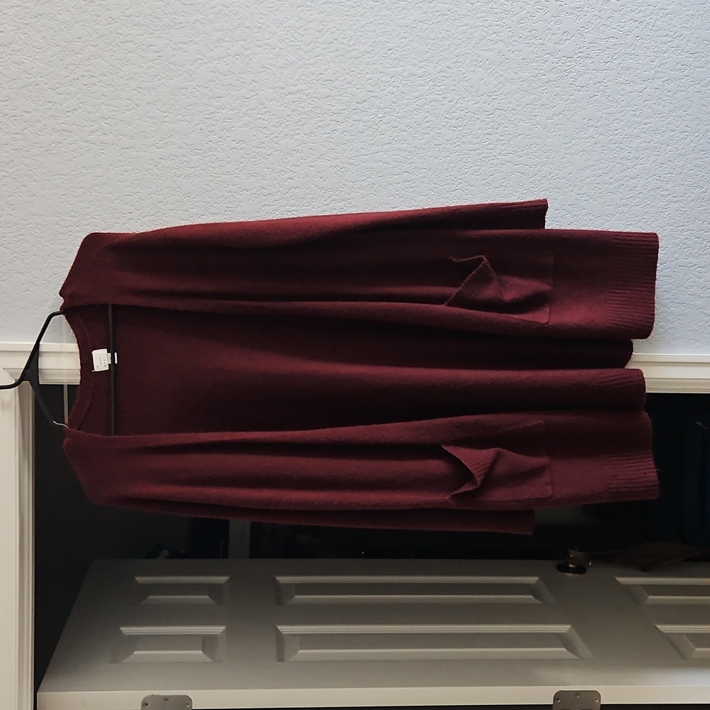 Maroon Cardigan With Pockets